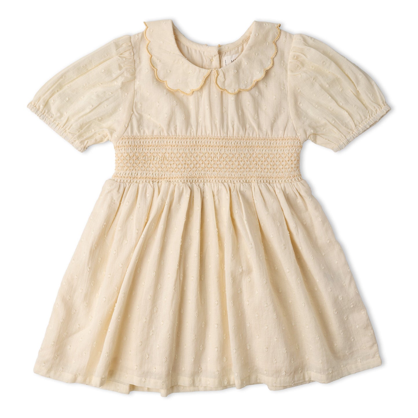 Organic Cotton Smocked Collar Dress - Butter Yellow