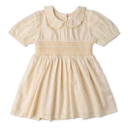 Organic Cotton Smocked Collar Dress - Butter Yellow