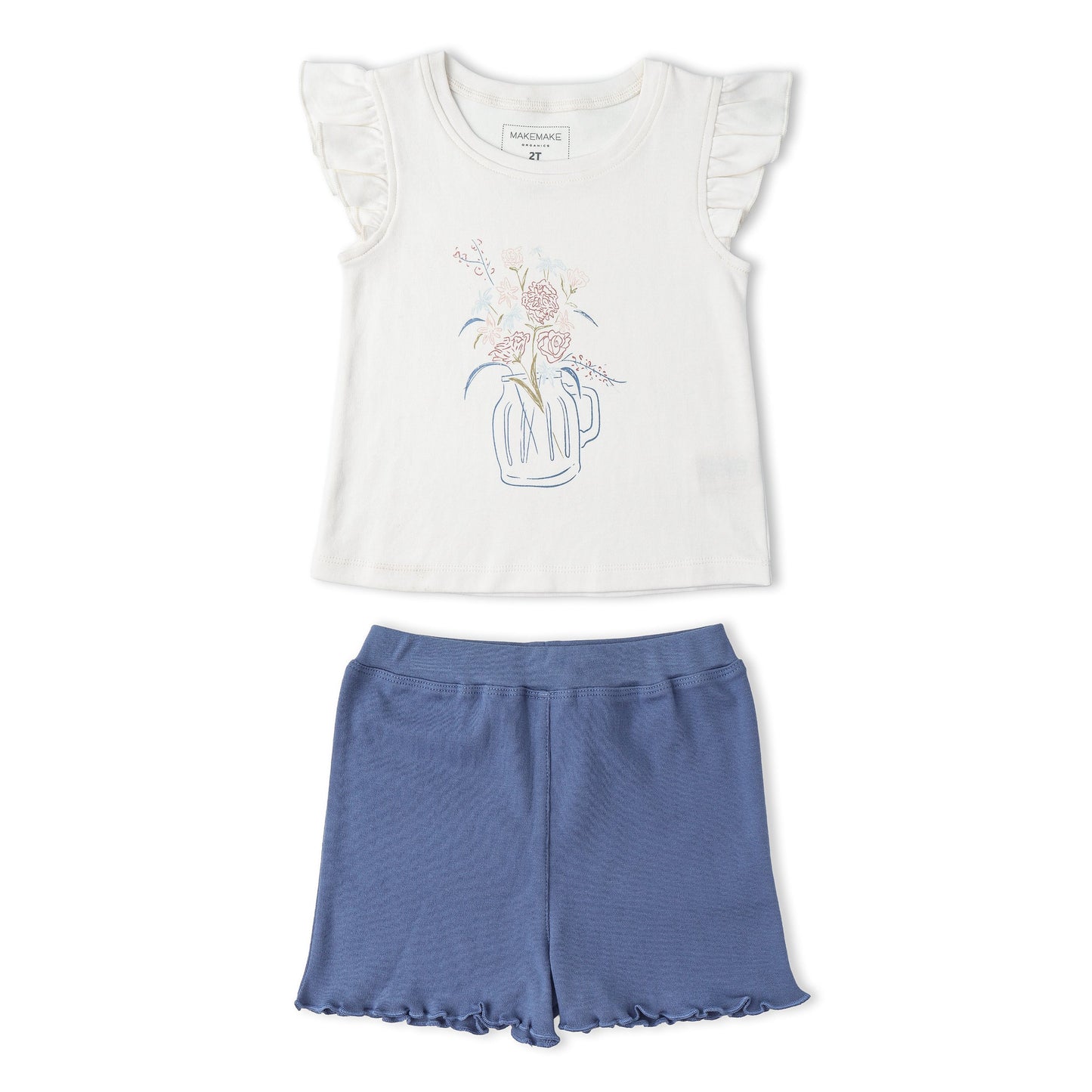 Organic Cotton Sleeveless Flutter Top & Shorts Set - Spring Floral