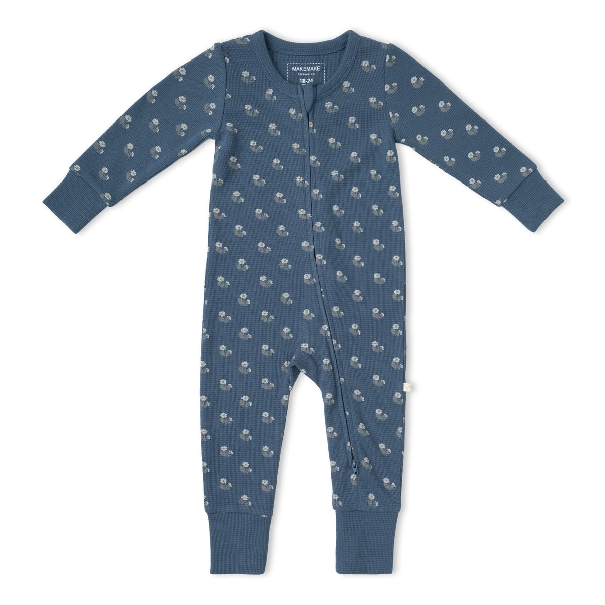 Organic Cotton 2-Way Zip Romper - Indigo Blossom