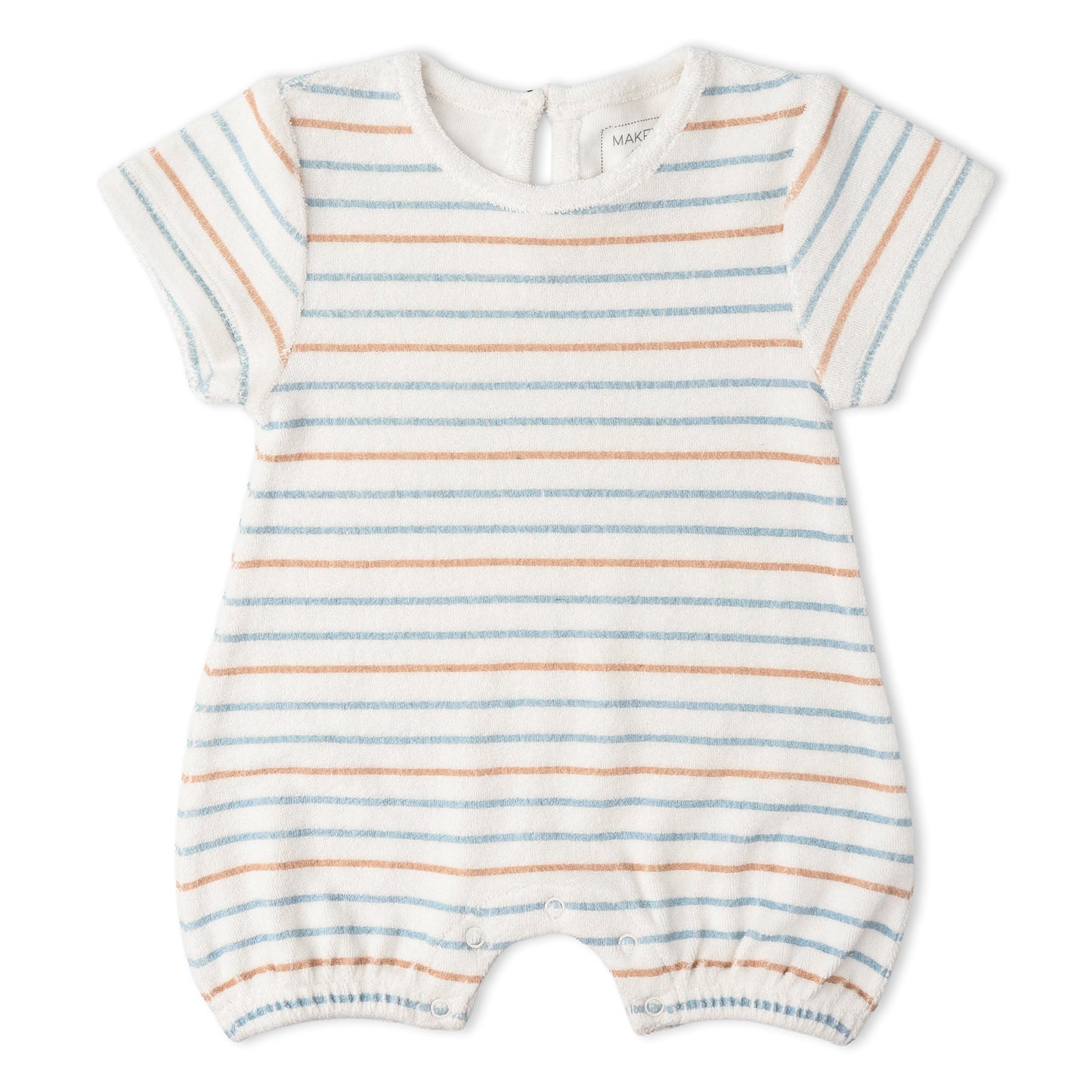 Organic Cotton Terry Short Romper - Cabana Stripes