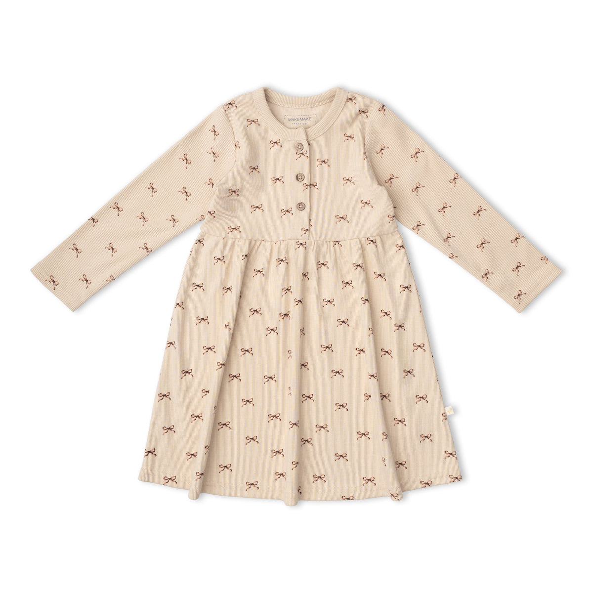 Organic Cotton Buttoned Dress - Tiny Bows