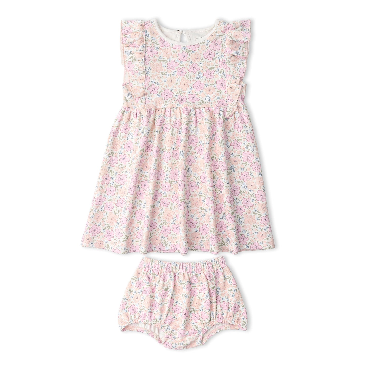 Organic Cotton Flutter Dress - Peony