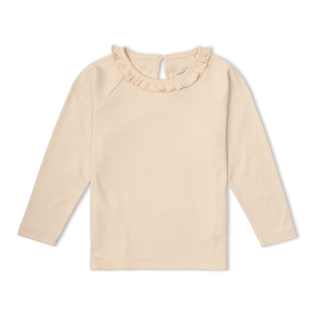 Organic Cotton Ruffle Neck Top - Oat