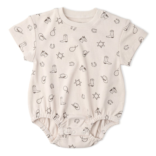 Organic Cotton Short Sleeve Bubble Romper - Rodeo
