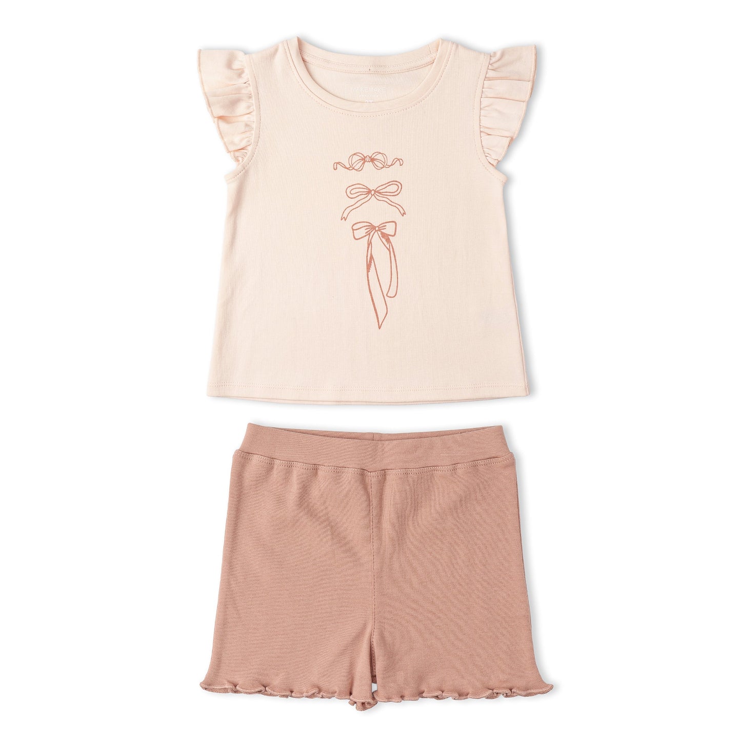 Organic Cotton Sleeveless Flutter Top & Shorts Set - Bows