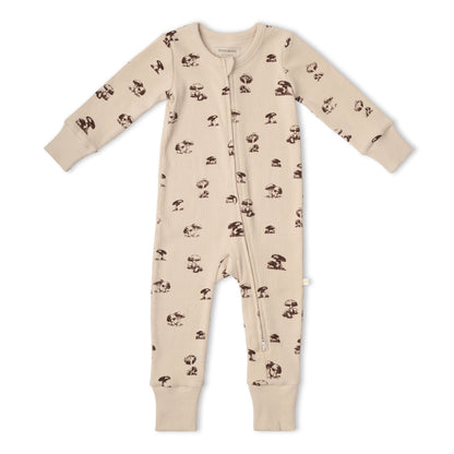 Organic Cotton 2-Way Zip Romper - Mushroom