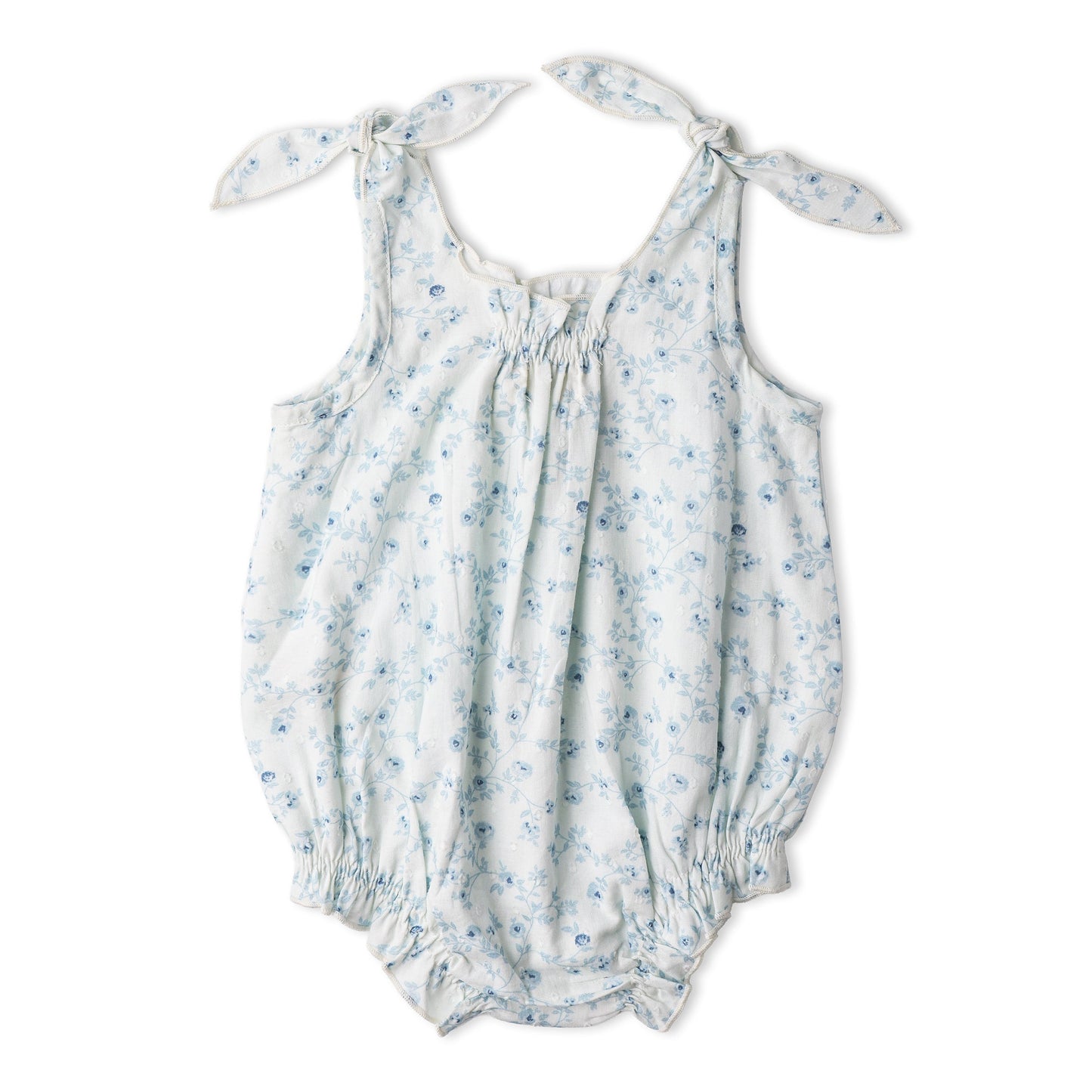 Organic Cotton Tie Shoulder Bubble Romper - Ivy Floral