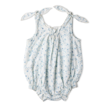 Organic Cotton Tie Shoulder Bubble Romper - Ivy Floral