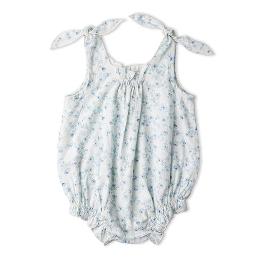 Organic Cotton Tie Shoulder Bubble Romper - Ivy Floral