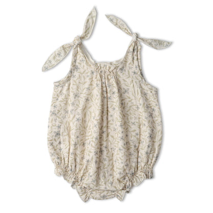 Organic Cotton Tie Shoulder Bubble Romper - Bluebelle