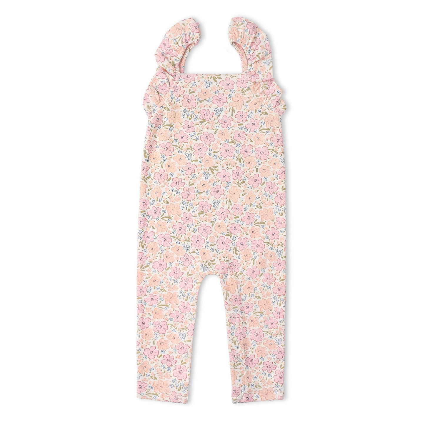 Organic Cotton Flutter Romper - Peony