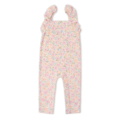 Organic Cotton Flutter Romper - Peony