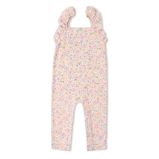 Organic Cotton Flutter Romper - Peony