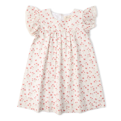 Organic Cotton Short Sleeve Flutter Dress - Pink  Bloom