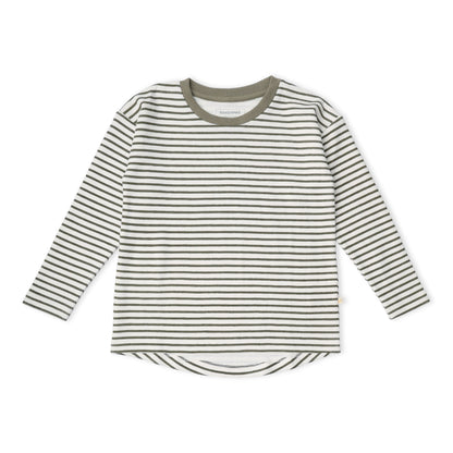 Organic Cotton Tee & Cuffed Pants Set - Olive Stripes