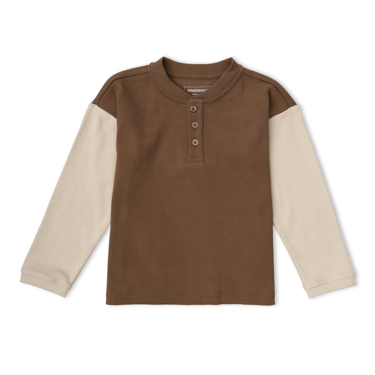 Organic Cotton Henley Tee - Brown