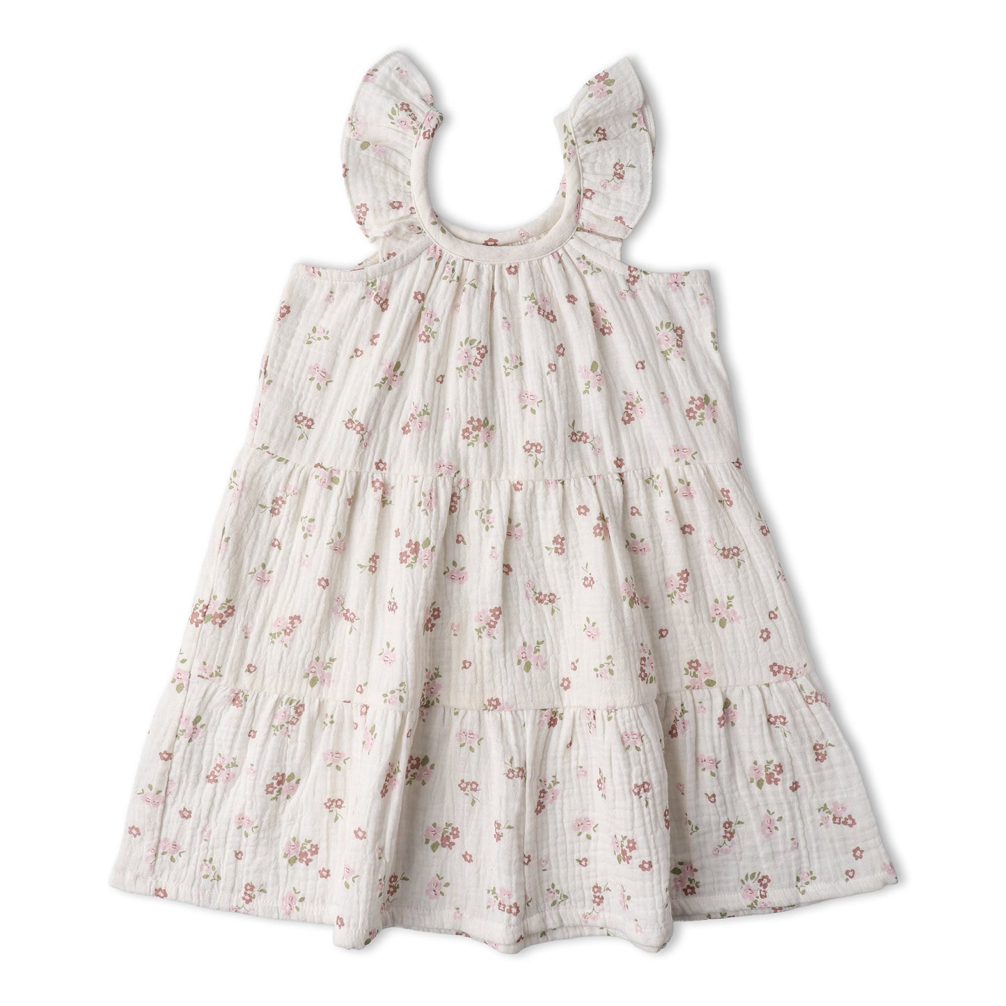 Organic Cotton Ruffle Tiered Dress - Blush Floral