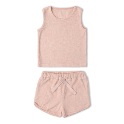 Organic Cotton Terry Sleeveless Tee & Shorts Set - Blush