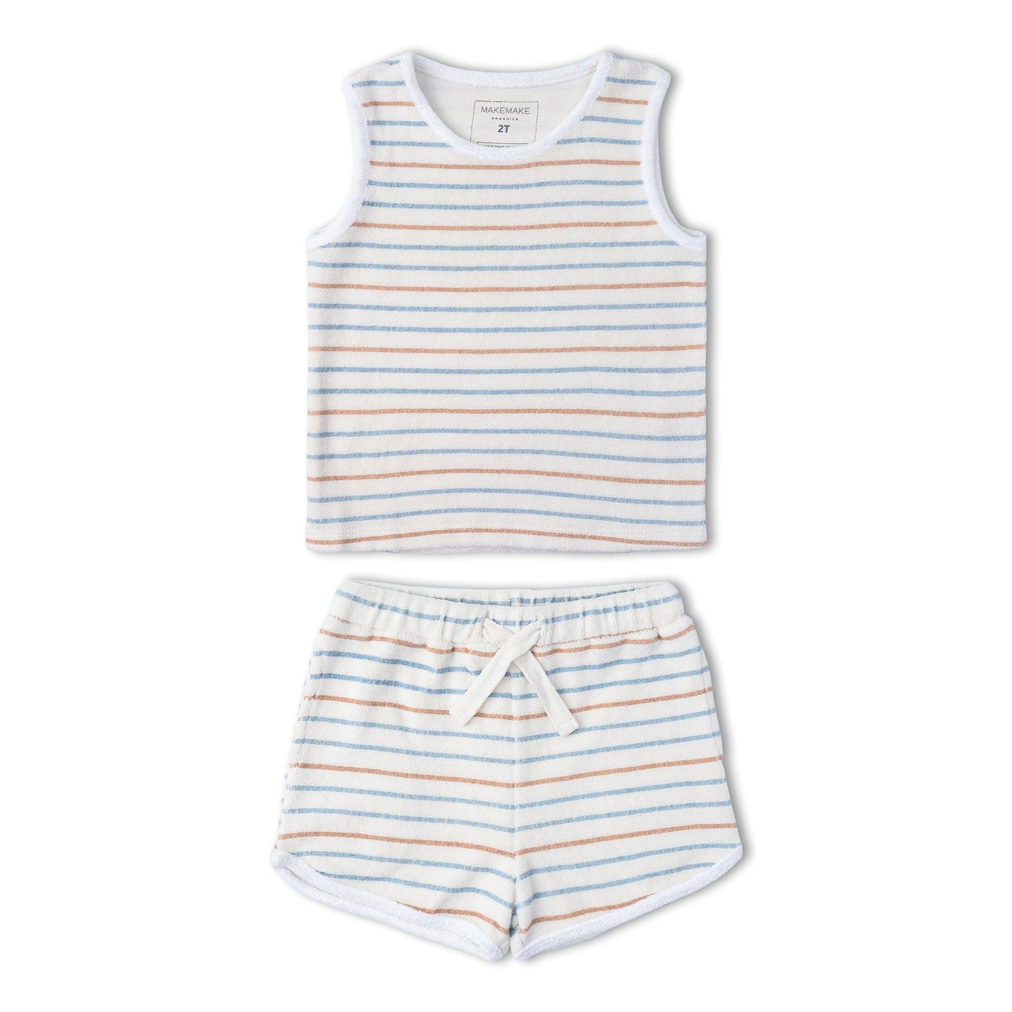 Organic Cotton Terry Sleeveless Tee & Shorts Set - Cabana Stripes