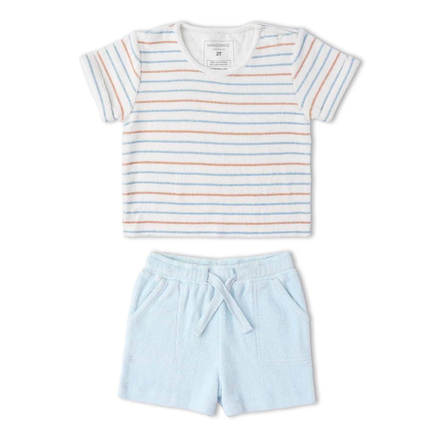 Organic Cotton Terry Tee & Shorts Set - Cabana Stripes