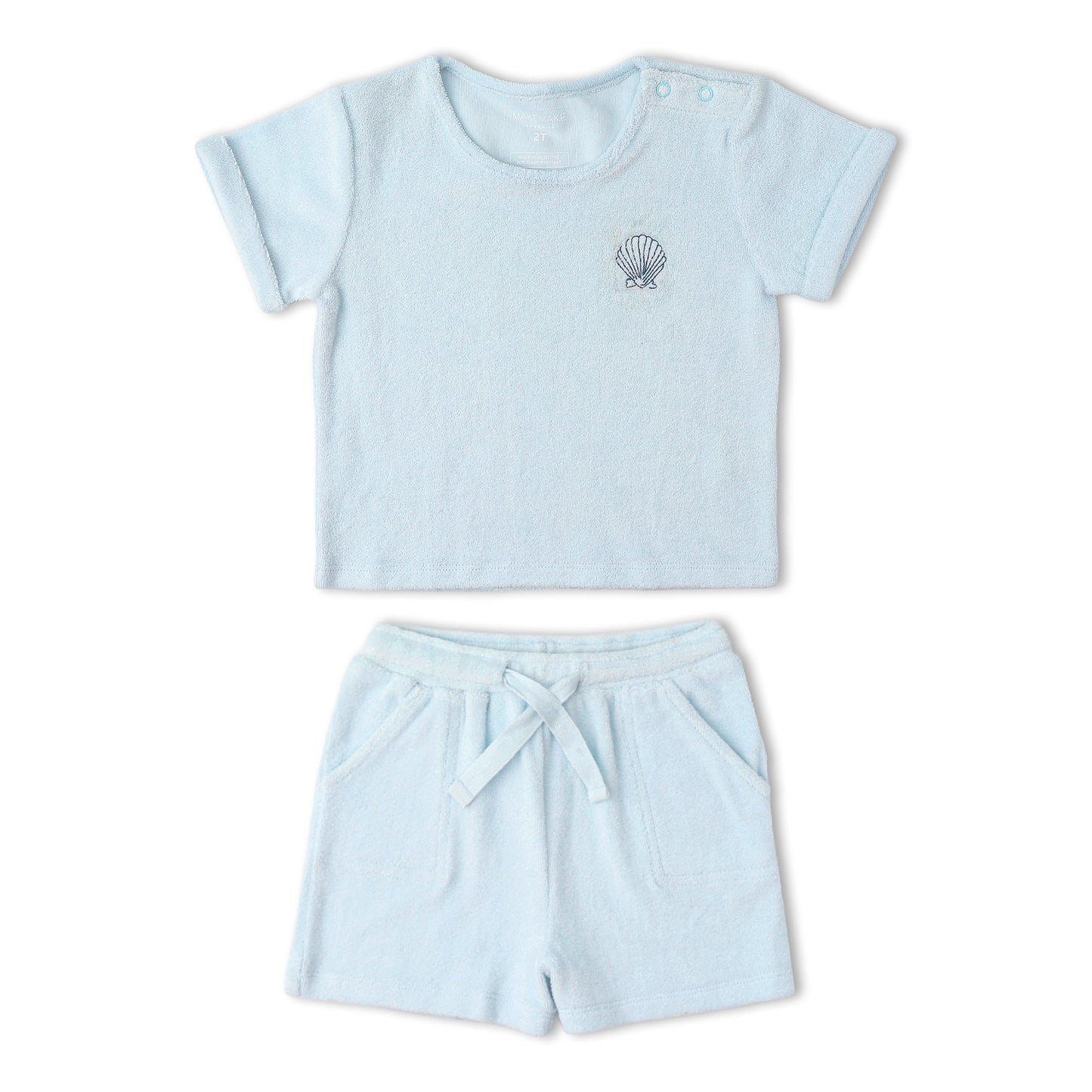 Organic Cotton Terry Tee & Shorts Set - Light Blue
