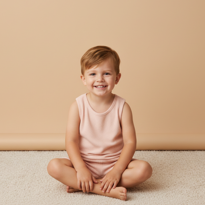 Organic Cotton Terry Sleeveless Tee & Shorts Set - Blush
