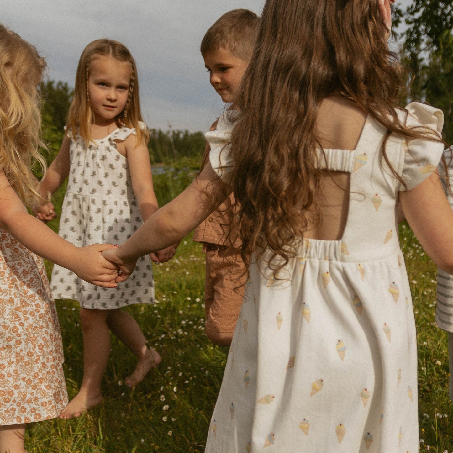 Organic Cotton Cutout Back Dress - Ice Cream