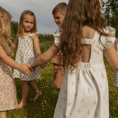 Organic Cotton Cutout Back Dress - Ice Cream