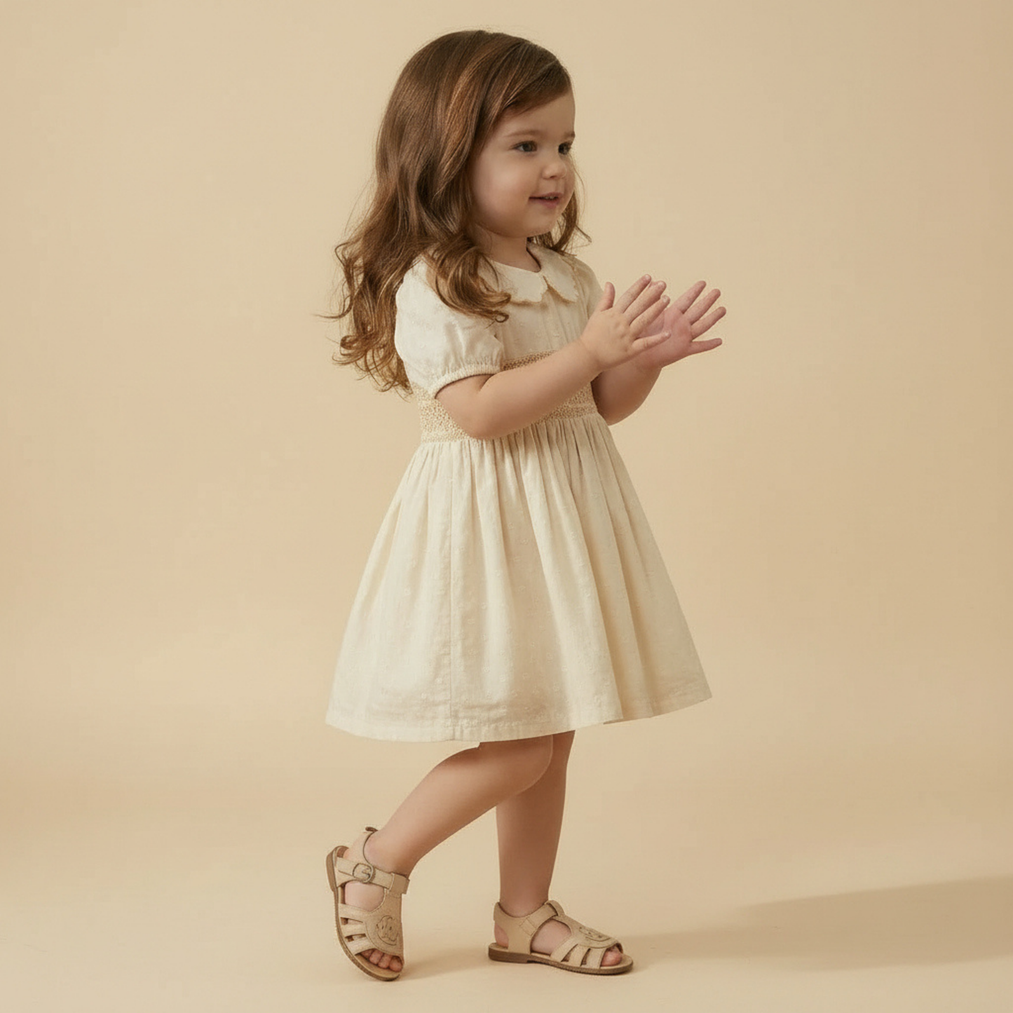 Organic Cotton Smocked Collar Dress - Butter Yellow