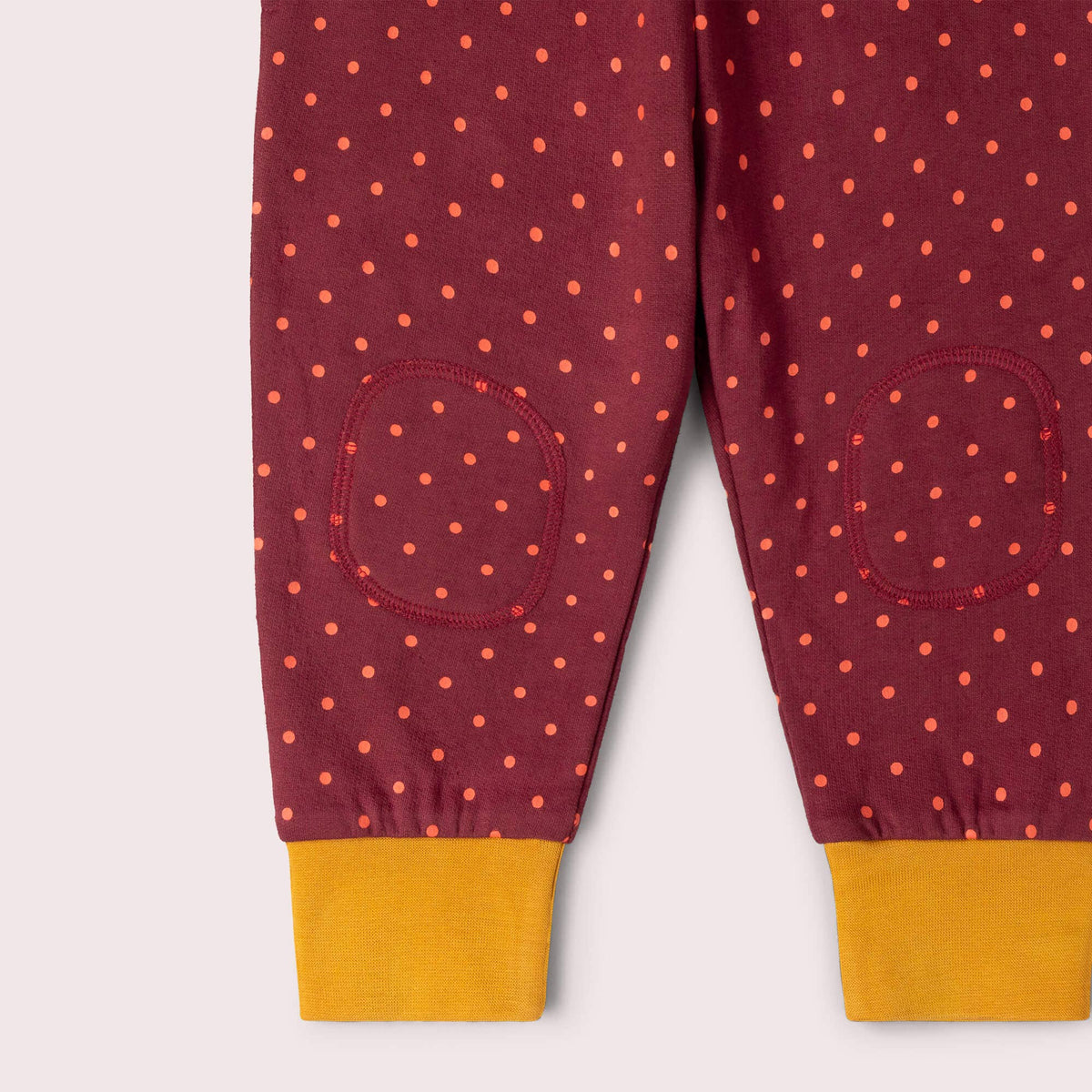 Little Green Radicals Organic Cotton Knee Patch Cozy Joggers - Autumn Polkadot
