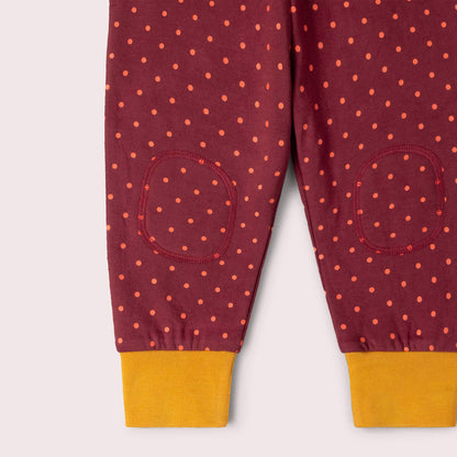 Little Green Radicals Organic Cotton Knee Patch Cozy Joggers - Autumn Polkadot