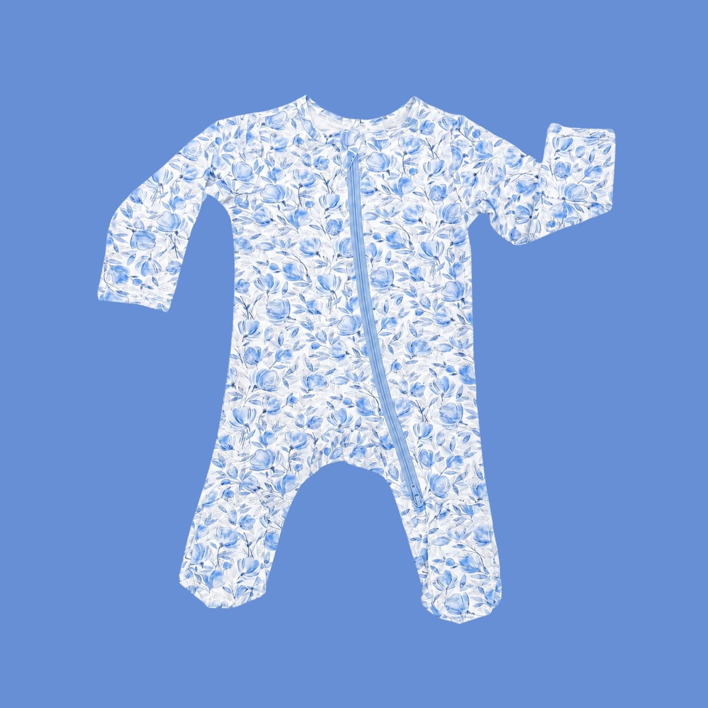Modal Footie Pajamas - Blue Floral