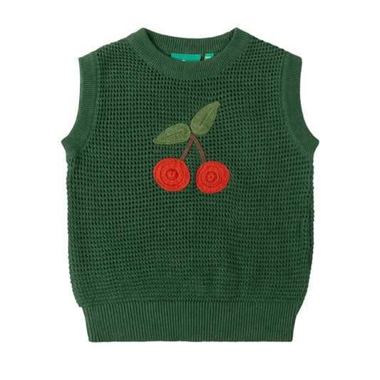 Little Green Radicals Organic Cotton Knit Vest - Little Cherry 