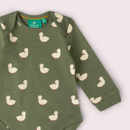 Little Green Radicals Organic Cotton Bodysuit 2 Pack - Olive Ducks