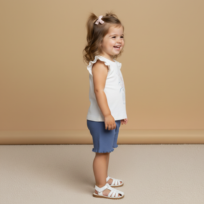 Organic Cotton Sleeveless Flutter Top & Shorts Set - Spring Floral