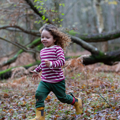 Little Green Radicals Organic Cotton Long Sleeve T-Shirt - Berry Striped