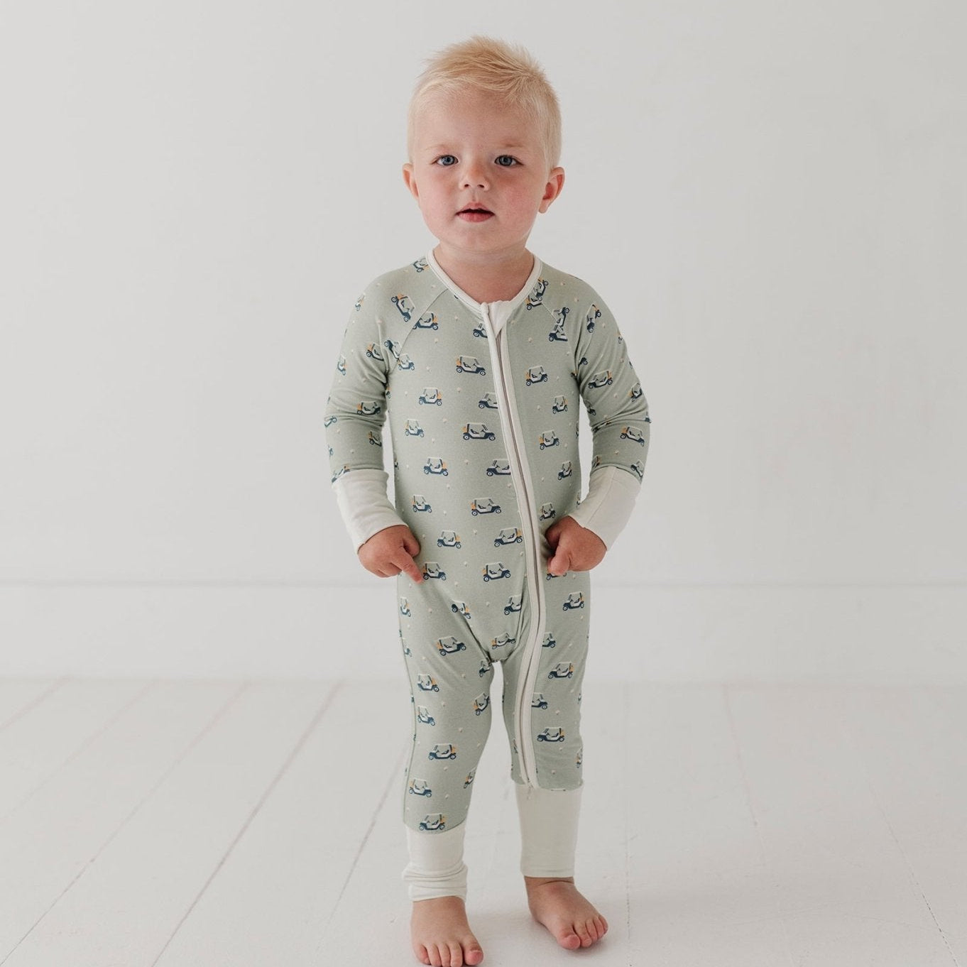 Baby Bamboo Viscose Long Sleeve Zip Romper with Footies | babysprouts