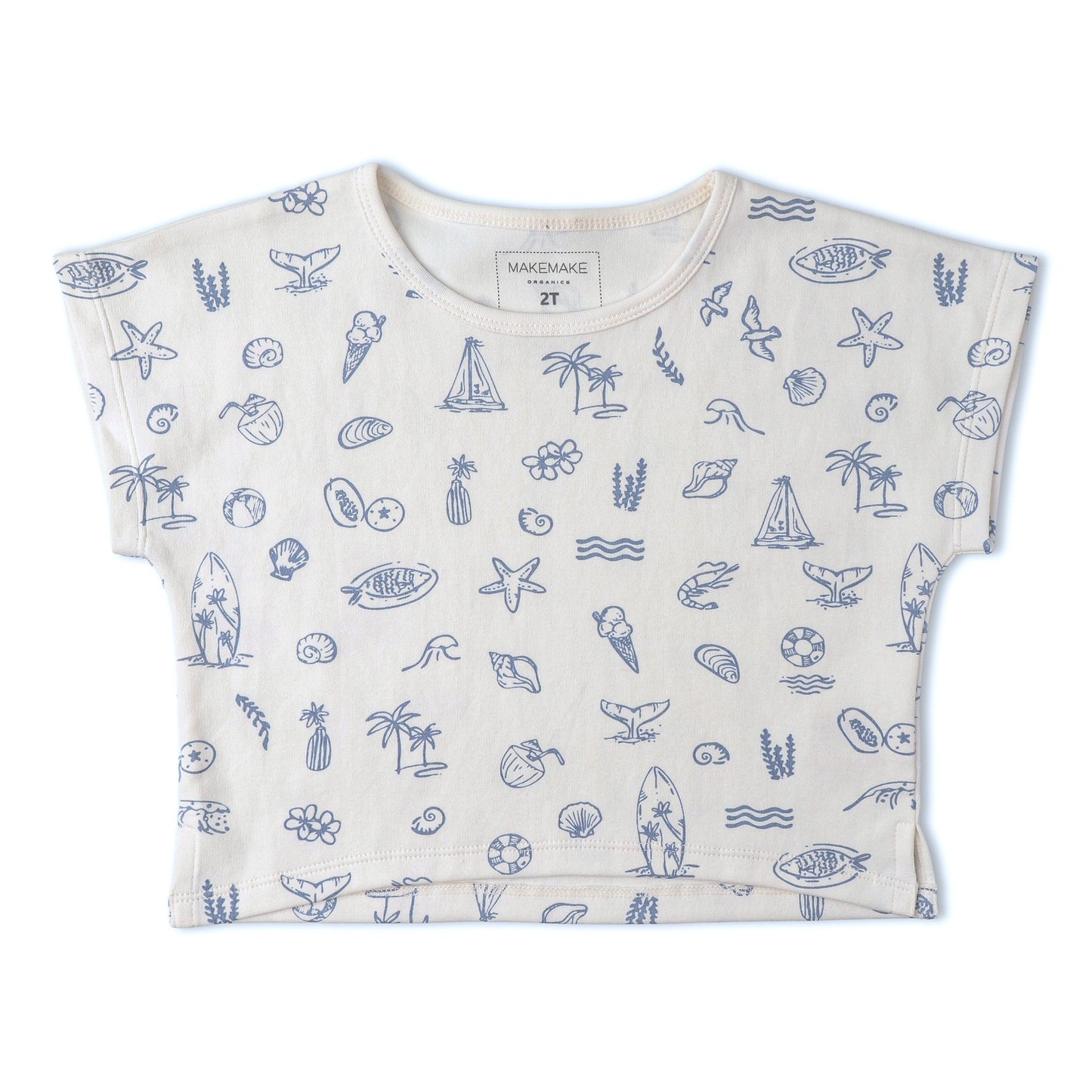 Organic Cotton Drop Shoulder Tee & Shorts Set - Coastal