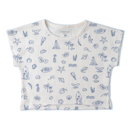 Organic Cotton Drop Shoulder Tee & Shorts Set - Coastal