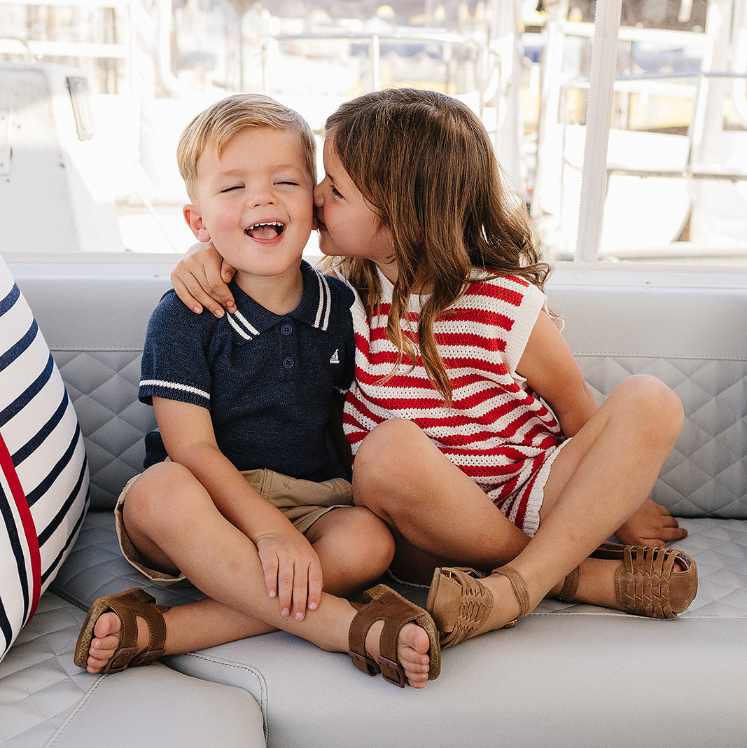 Mebie Baby Red Stripe Knit Short Set | 100% Cotton Kids