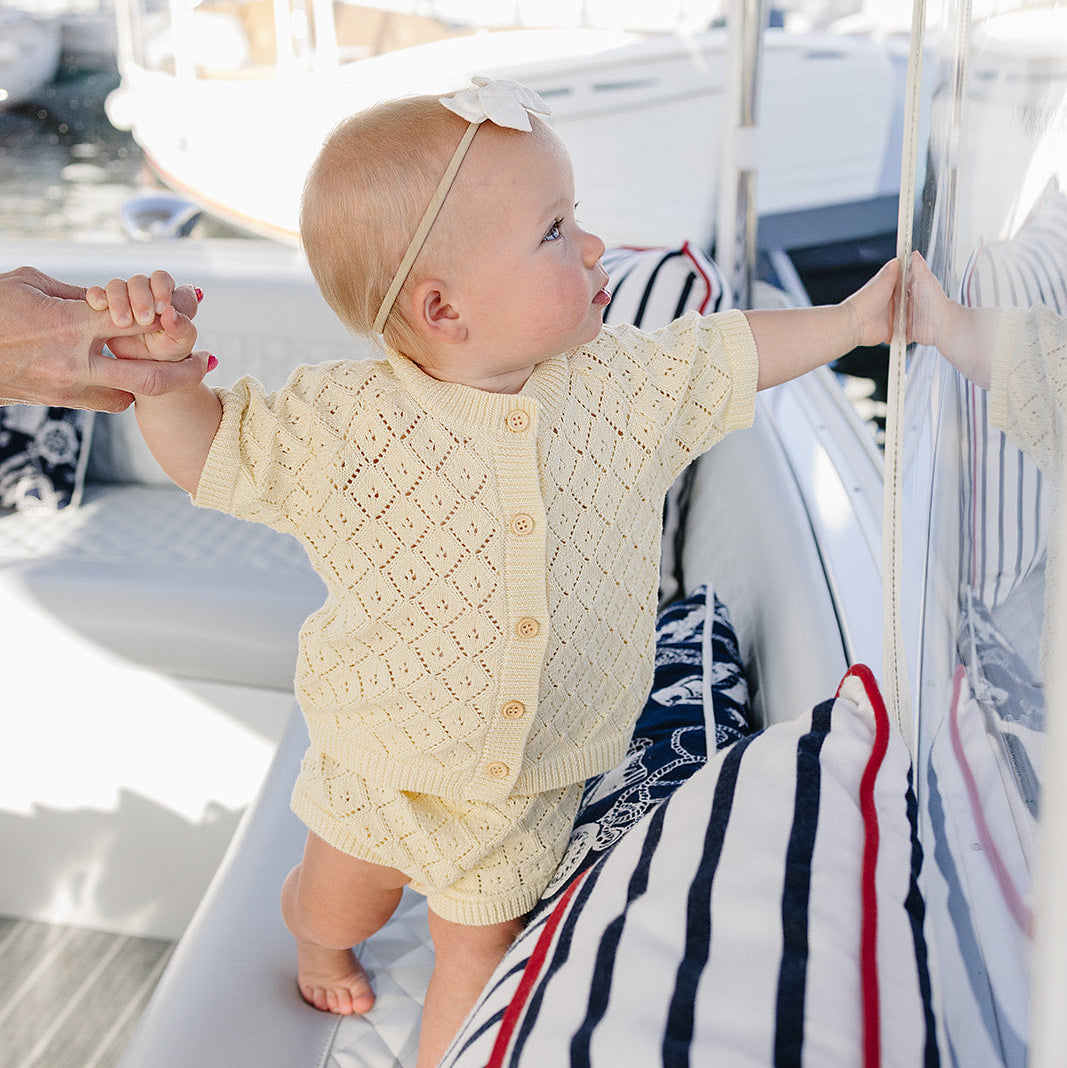 Mebie Baby Yellow Cardigan Bloomer Set | 100% Cotton