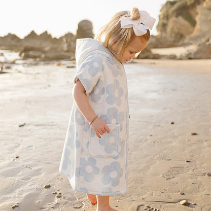 Kids Organic Cotton Zip-Up Beach Poncho - Coastal Floral | Mebie Baby