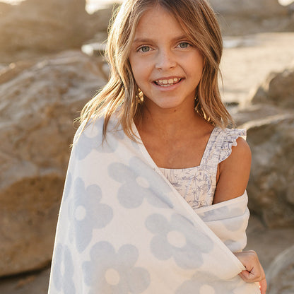 Organic Cotton Beach Towel - Coastal Floral Design | Mebie Baby