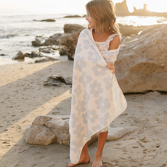 Organic Cotton Beach Towel - Coastal Floral Design | Mebie Baby