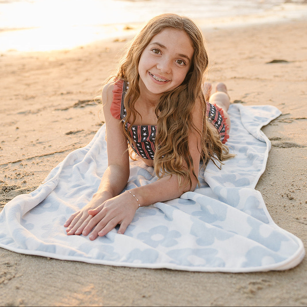 Organic Cotton Beach Towel - Coastal Floral Design | Mebie Baby