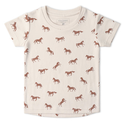 Organic Cotton Tee & Shorts Set - Horses