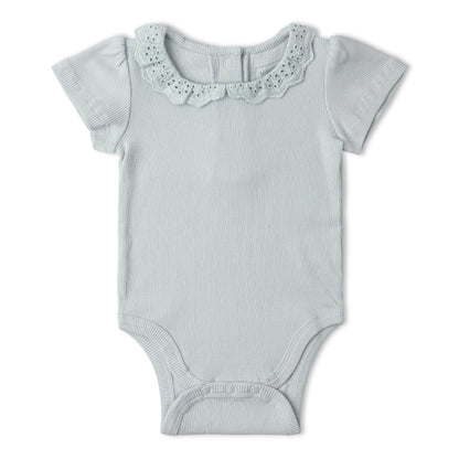 Organic Cotton Lace Collar Bodysuit & Leggings Set - Fog