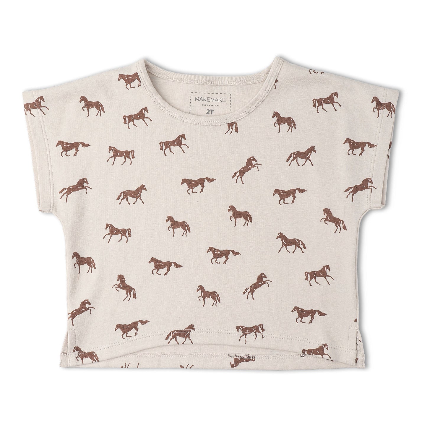 Organic Cotton Drop Shoulder Tee & Shorts Set - Horses