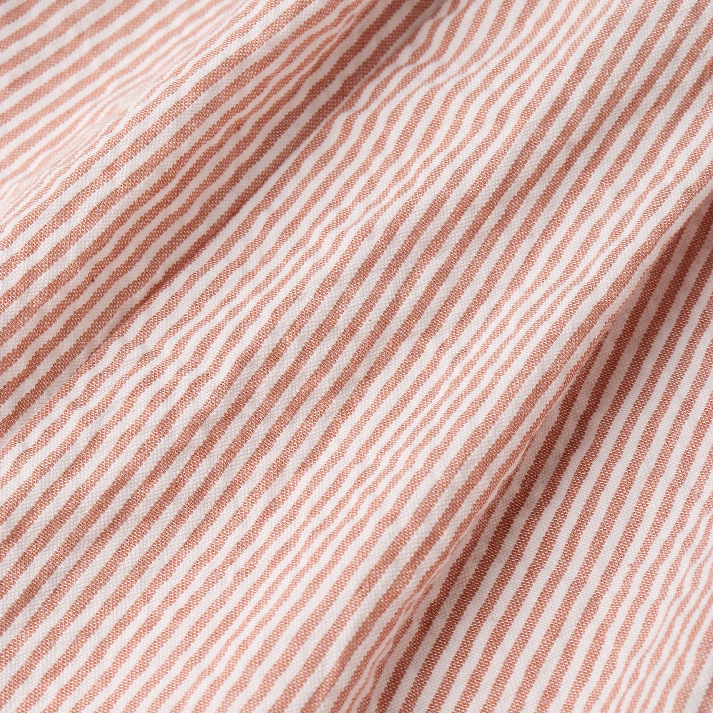 Organic Cotton Seersucker Bubble Romper - Coral Stripes